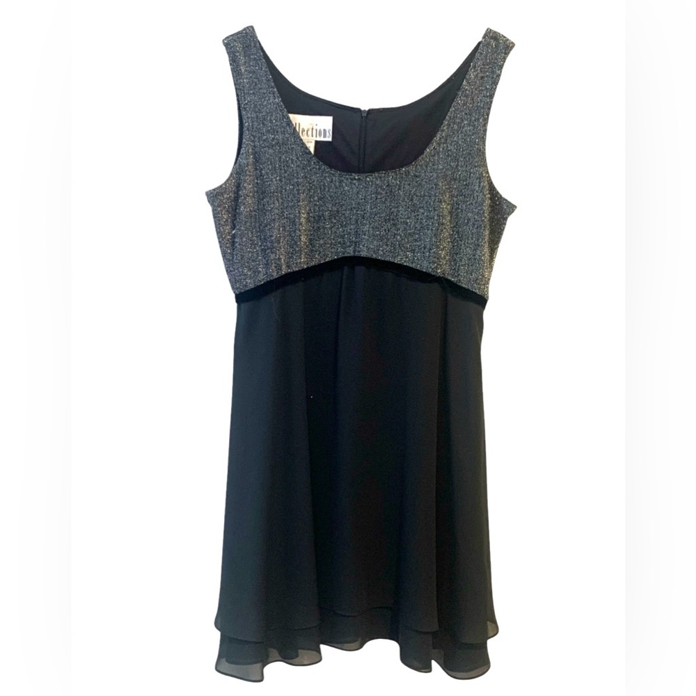 JS Collections Party Dress Black Metallic Silver Formal Sleeveless Women’s 14